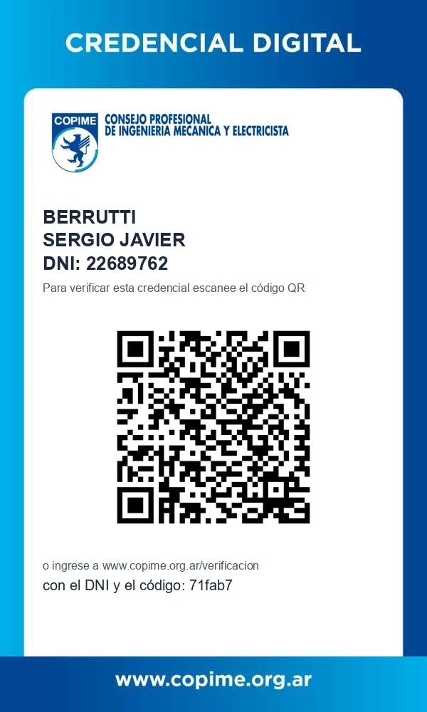 Credencial Digital COPIME - Sergio Javier Berrutti